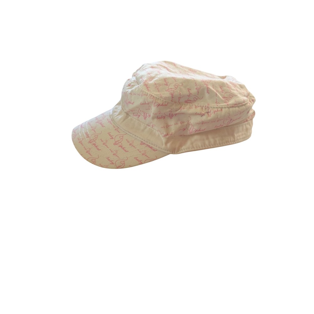 Baby Phat Vintage Y2K Pink White All Over Logo Script Cadet Cap Hat OSFM